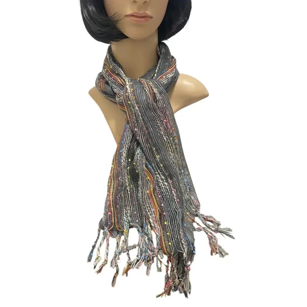 Glitter Garland Colorful Handwoven Cottagecore Scarf with Fringes
